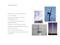 Turbine types Capacity: Up to 6-7MW (2010) 1,2 or 3 blades Gearbox-Generator ...
