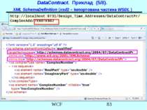 DataContract. Приклад (5/8). XML SchemaDefinition (xsd2 – імпортована частина...