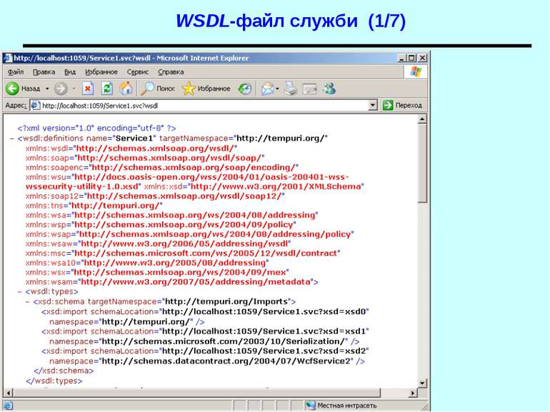 WSDL-файл служби (1/7) WCF