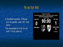 N is for Nil In football scores, if there are no goals, use ‘nil’, not zero. ...