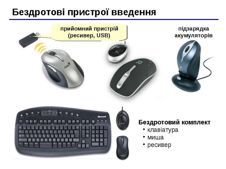 Бездротові пристрої введення прийомний пристрій (ресивер, USB) Бездротовий ко...