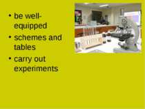 be well-equipped schemes and tables carry out experiments