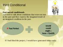 third Conditional Past unreal conditionals. Are used to talk about conditions...