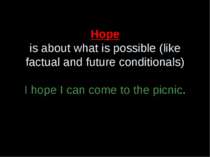 Hope is about what is possible (like factual and future conditionals) I hope ...