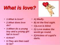 What is love? 1.What is love? 2.What does love do? 3.When do a young boy and ...