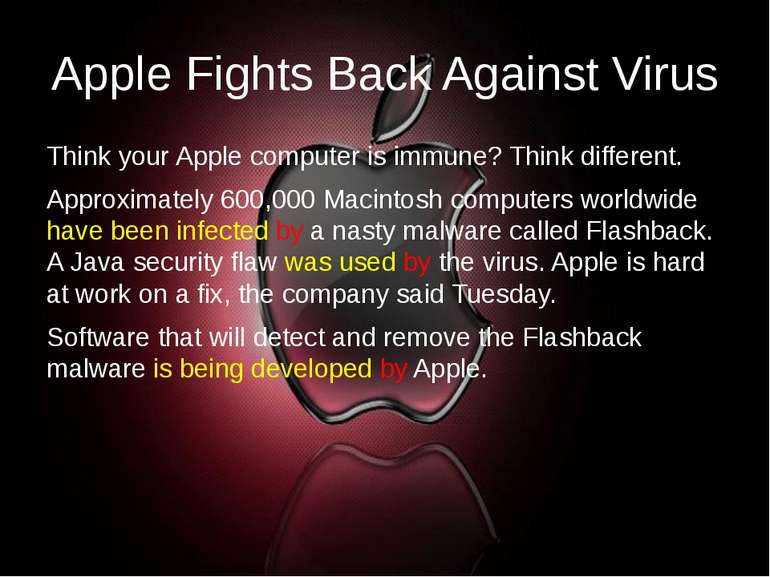 Apple Fights Back Against Virus Think your Apple computer is immune? Think di...