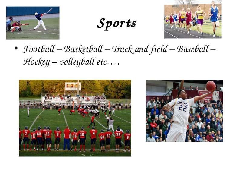 Sports Football – Basketball – Track and field – Baseball – Hockey – volleyba...