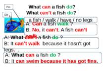 What can a fish do? What can’t a fish do? Fin Gill a fish / walk / have / no ...