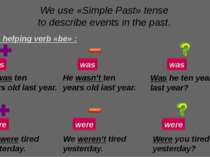We use «Simple Past» tense to describe events in the past. With helping verb ...