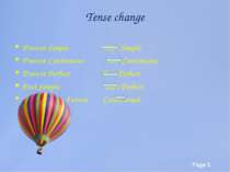 Tense change Present Simple Past Simple Present Continuous Past Continuous Pr...