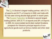 The EU is Ukraine's largest trading partner, with 27.1% of exports and 33.7% ...