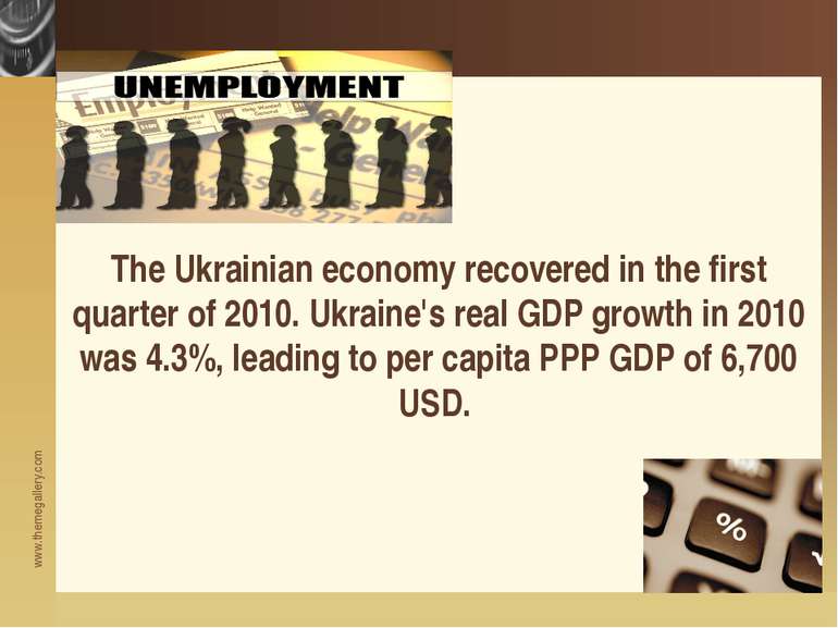 The Ukrainian economy recovered in the first quarter of 2010. Ukraine's real ...