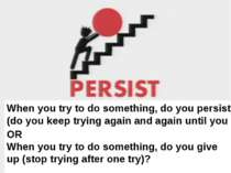 When you try to do something, do you persist (do you keep trying again and ag...