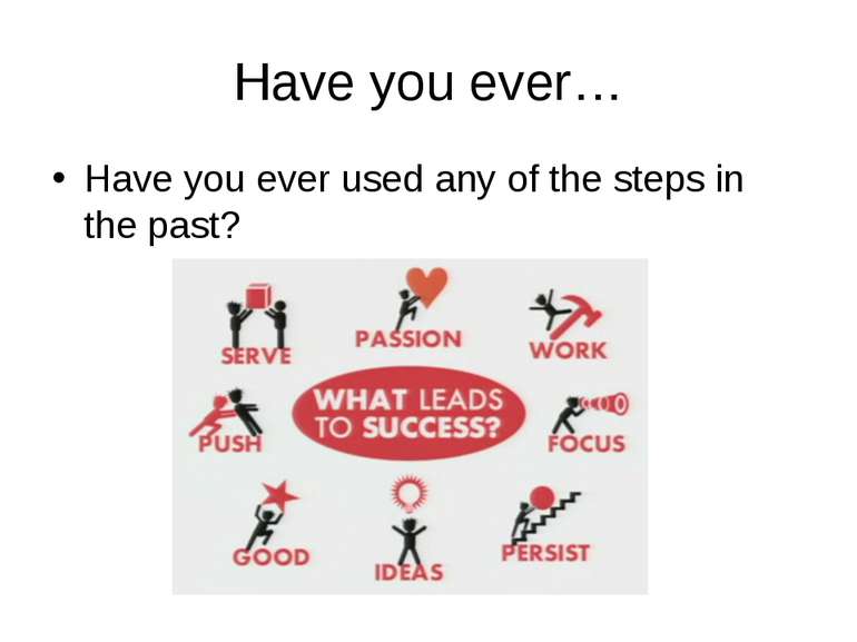 Have you ever… Have you ever used any of the steps in the past? The picture o...