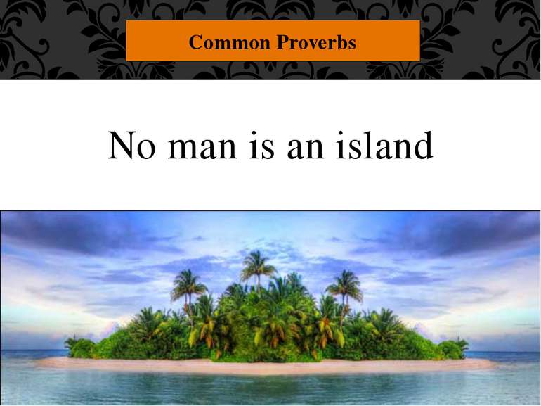 No man is an island Common Proverbs "No man is an island." You can't live com...