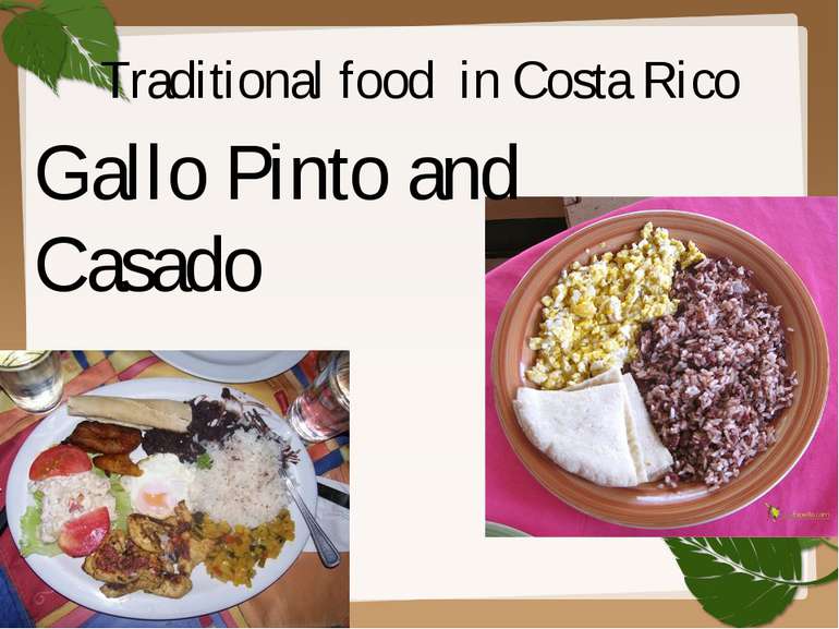 Traditional food in Costa Rico Gallo Pinto and Casado