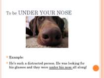 To be UNDER YOUR NOSE Example: He’s such a distracted person. He was looking ...