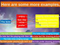 The kids Here are some more examples. enjoy feel like miss prefer playing wit...
