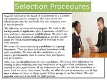 Selection Procedures