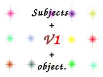 Subjects + V1 + object.