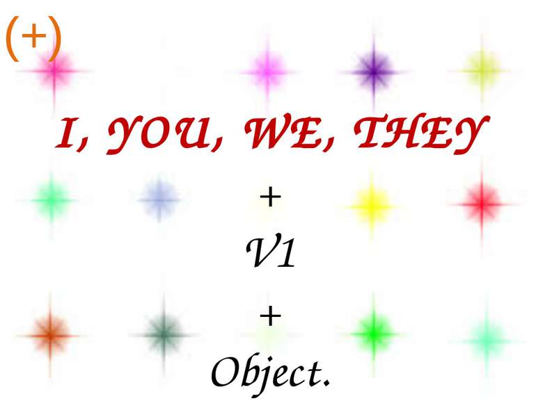 I, YOU, WE, THEY + V1 + Object. (+)