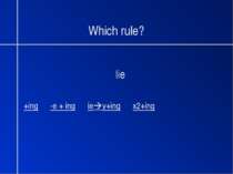 Which rule? lie +ing -e + ing ie y+ing x2+ing