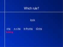 Which rule? look +ing -e + ing ie y+ing x2+ing looking