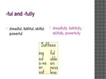 -ful and -fully dreadful, faithful, skilful, powerful dreadfully, faithfully,...