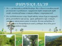 ВИРУБКА ЛІСІВ Ліс — це важлива складова біосфери. Він є одним із основних тип...
