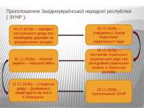 Проголошення Західноукраїнської народної республіки ( ЗУНР ). 16.10.1918р. – ...