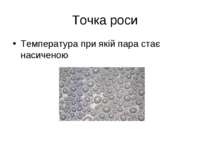 Точка роси Температура при якій пара стає насиченою