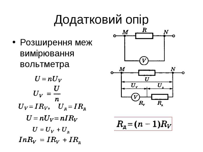 Додатковий опір Розширення меж вимірювання вольтметра