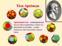 * Архімедові тіла – напівправильні опуклі многогранники, в яких всі двогранні...