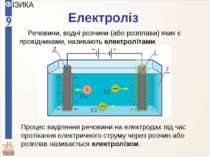 Електроліз Речовини, водні розчини (або розплави) яких є провідниками, назива...