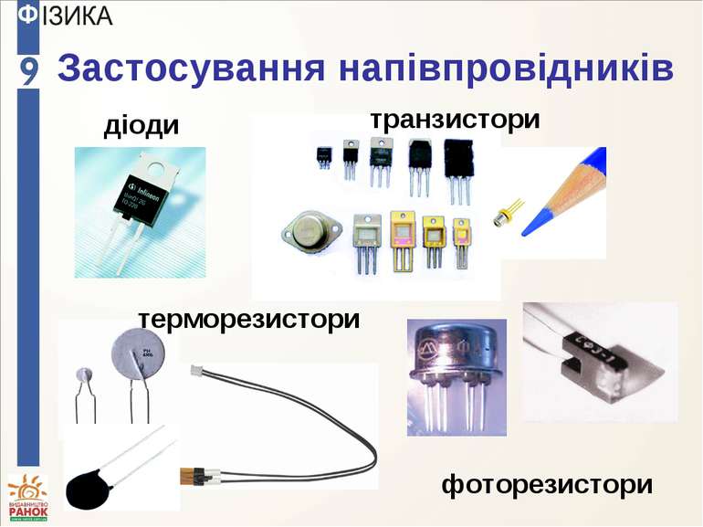 Застосування напівпровідників діоди транзистори терморезистори фоторезистори