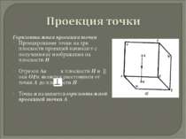 Горизонтальная проекция точки Проецирование точки на три плоскости проекций н...