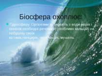 Біосфера охоплює: Гідросферу. Організми забирають з води морів і океанів необ...