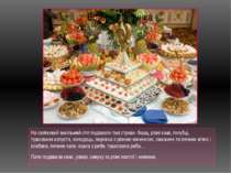 На святковий весільний стіл подавали такі страви: борщ, різні каші, голубці, ...