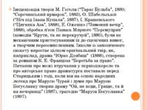 Інсценізація творів М. Гоголя (“Тарас Бульба”, 1880; “Сорочинський ярмарок”, ...