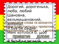 Вправа «Приватне чи ділове запрошення?» Дорогий, дорогенька, люба, любий Шано...