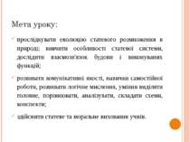 Мета уроку: прослідкувати еволюцію статевого розмноження в природі; вивчити о...