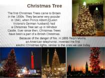 Christmas Tree The first Christmas Trees came to Britain in the 1830s. They b...
