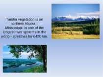 Tundra vegetation is on northern Alaska . Mississippi is one of the longest r...