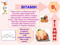 ВІТАМІН B1 Бере участь в обміні речовин, регулює циркуляцію крові і кровотвор...