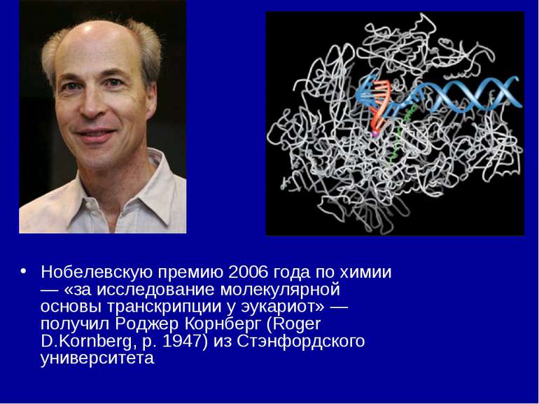 Нобелевскую премию 2006 года по химии — «за исследование молекулярной основы ...