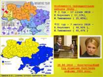 Особливості президентських виборів 2010р.: І тур – 17 січня 2010 – В.Янукович...