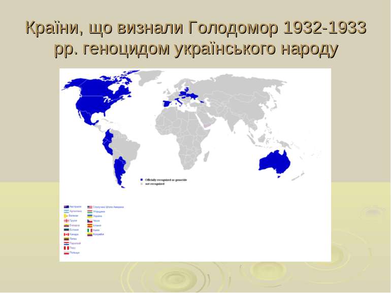 Країни, що визнали Голодомор 1932-1933 рр. геноцидом українського народу