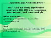 Тема: “ Звіт про роботу педагогічного колективу за 2005-2006 н. р. Планування...