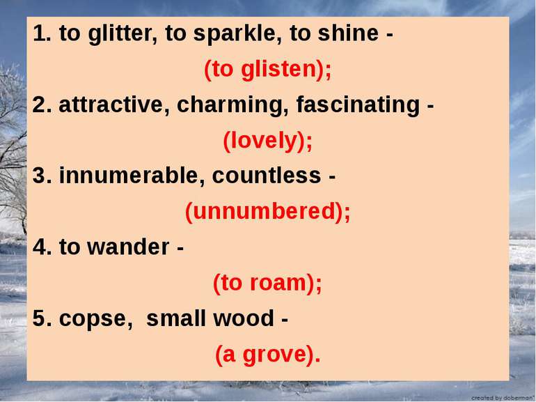 to glitter, to sparkle, to shine - (to glisten); 2. attractive, charming, fas...