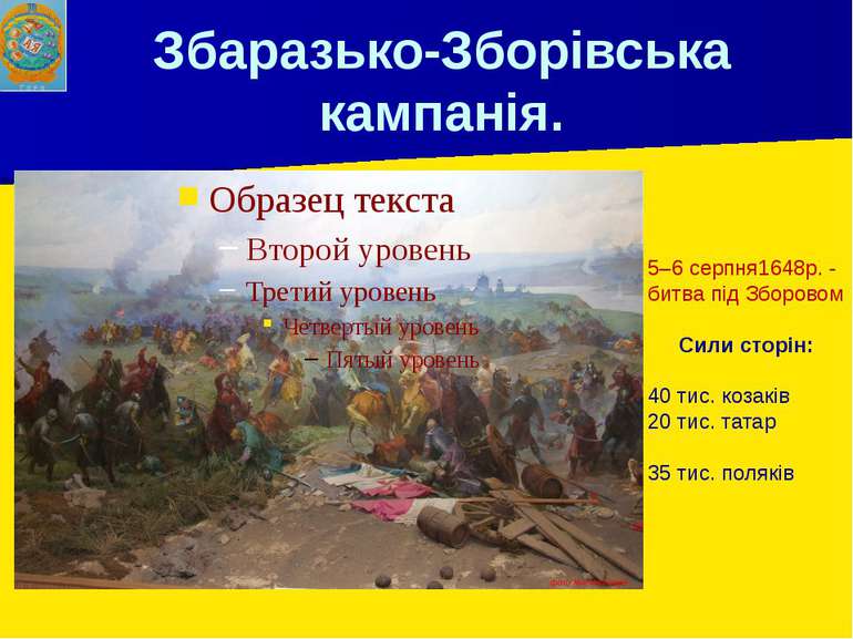 Збаразько-Зборівська кампанія. 5–6 серпня1648р. - битва під Зборовом Сили сто...